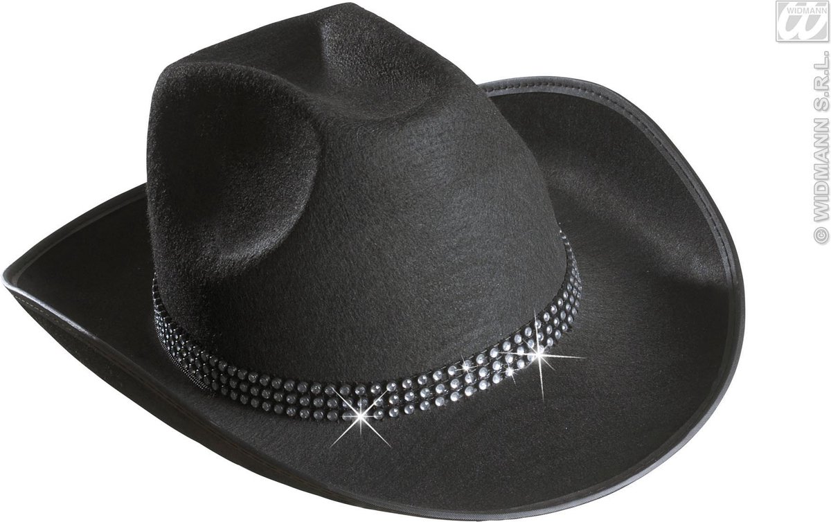 Cowboy & Cowgirl Kostuum | Cowboyhoed Zwart Met Strass Band | Carnavalskleding | Verkleedkleding